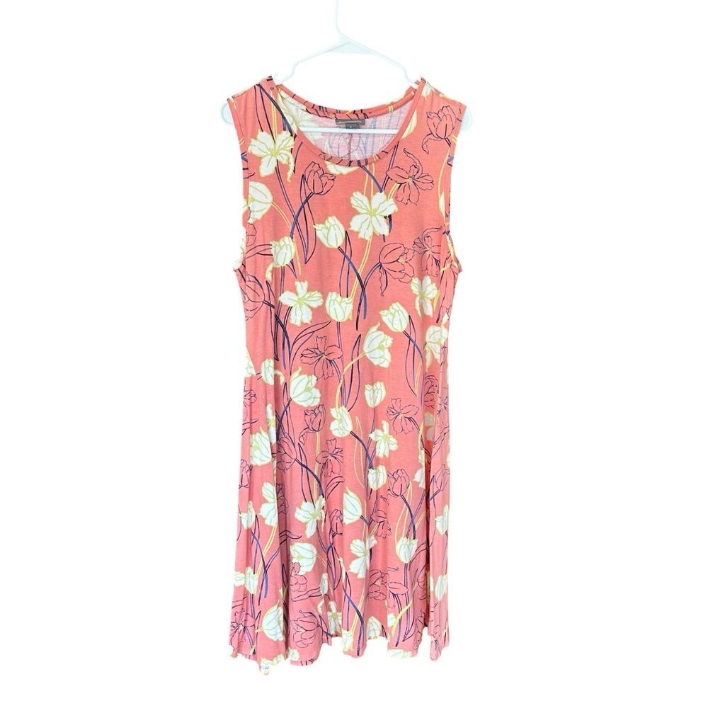 Style & Co Sleeveless Floral Sundress CoverUp Peach/Blue XL